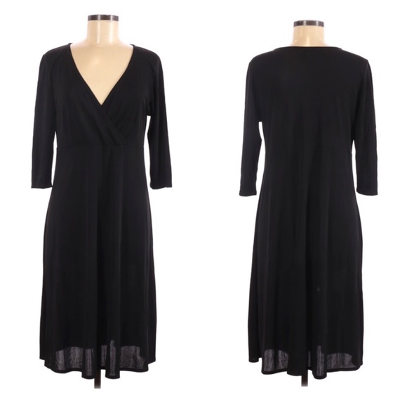 Eileen Fisher Dresses & Skirts - Eileen Fisher black faux wrap midi dress Sz S